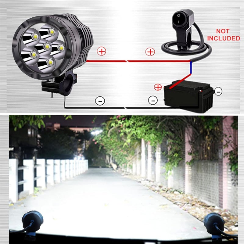 Ourbest Motorcycle Fog Lights with 1inch Tube Bar Brackets, 2.5" Motorcycle Auxiliary light Round 12-60V For Motorbike Truck ATV 12V 24V 36V - Image 4